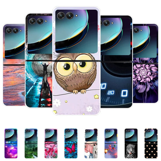 For Moto Razr40 Ultra 5G Case Plastic Wolf Lion Marble PC Hard Back Covers for Motorola Razr 40 Ultra Razr+ Razr4 2023 Capa