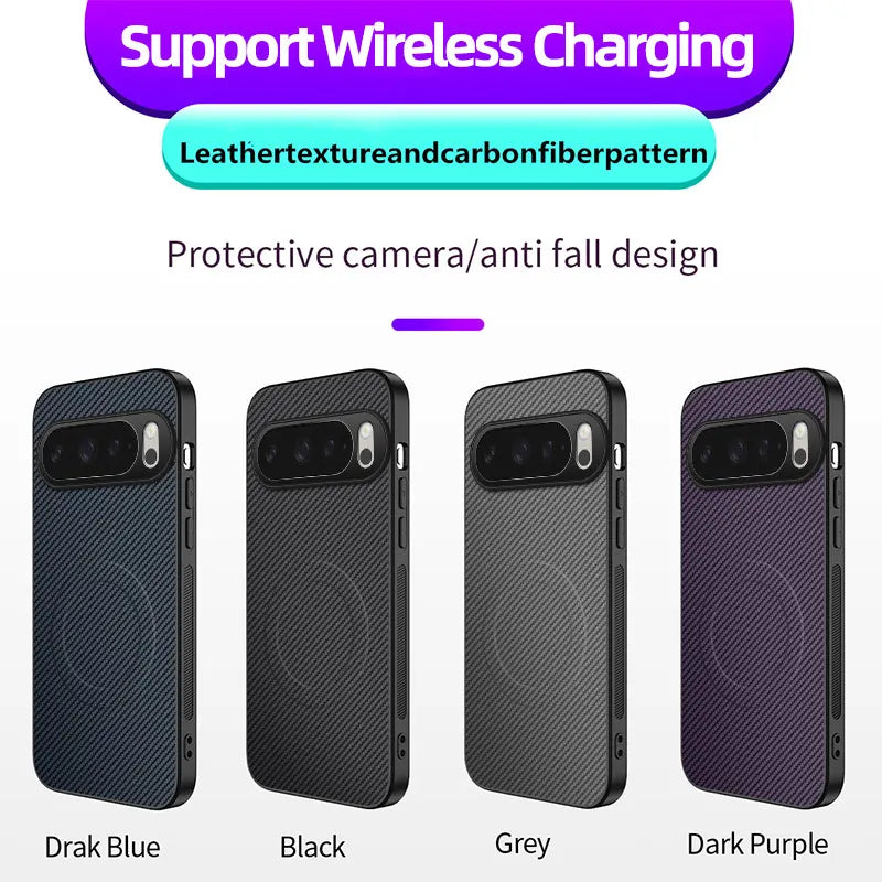For Magsafe Magnetic Luxury Solid Color Carbon Fiber Phone Case For Google Pixel 10 Pro XL 6 7 8 9 A Pro XL Bumper Back Cover
