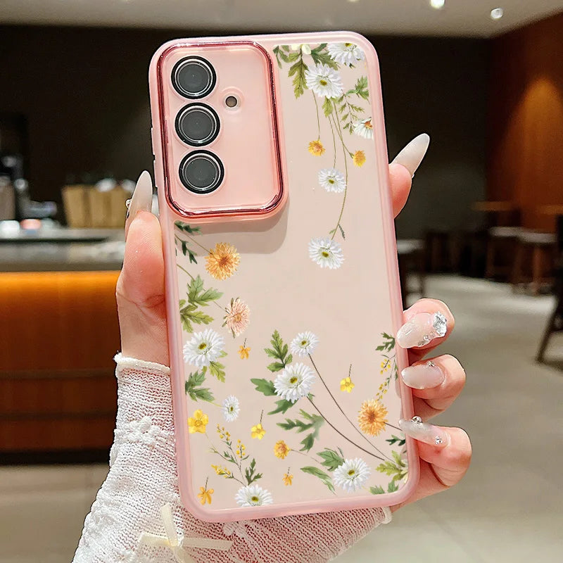Flower Pattern Soft TPU Case For Samsung Galaxy A56 A55 A54 A15 A16 A25 A35 A36 A53 5G S25 S24 Ultra S21 S23 S24 FE Phone Cover