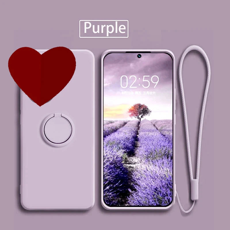 Case for Motorola Edge 60 Fusion Finger Ring Stand Holder Slicone Cover for Edge 60s50Neo Solid Color Lens Protection Soft Funda