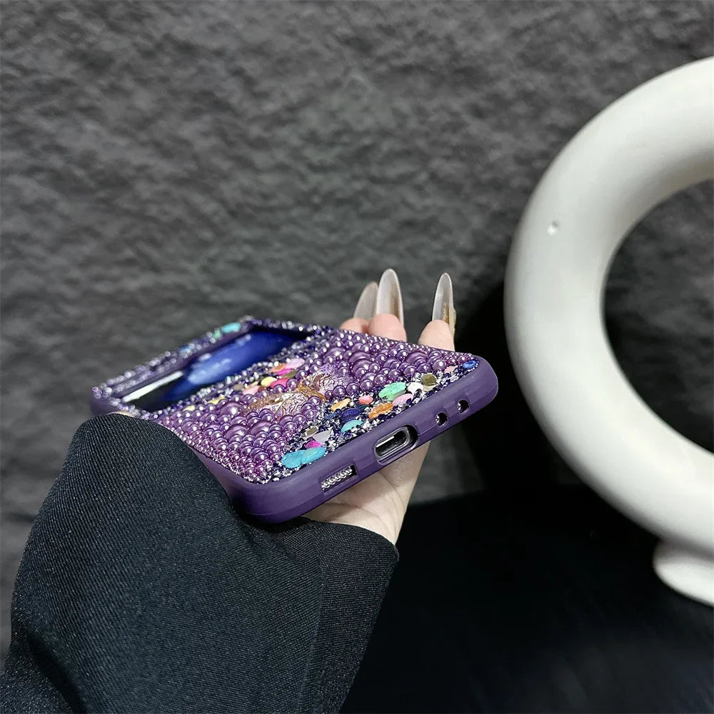 Original Slim Butterfly Jewelled Phone Case For Samsung Galaxy Z Flip 7 6 5 4 3 5G PC Hard Shell Shockproof Protector Back Cover