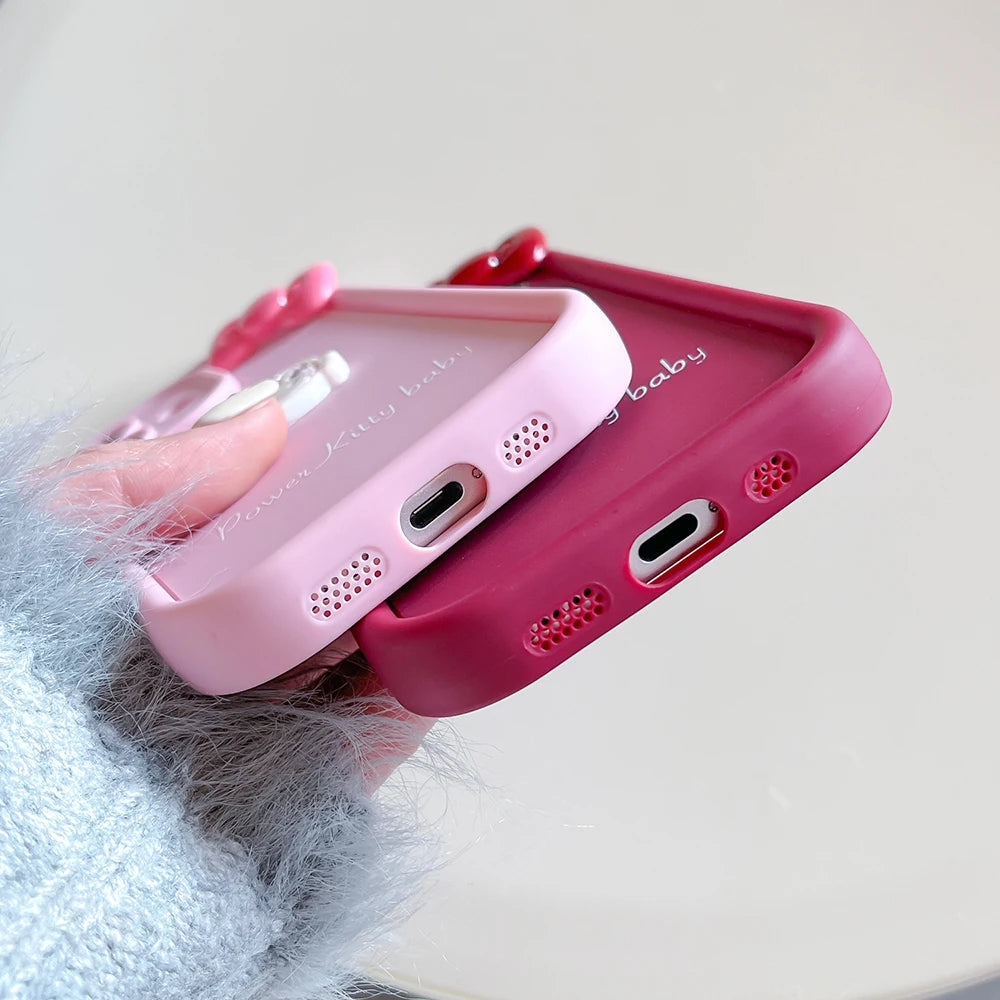 For Motorola Moto Edge 50 G24 Power G13 G53 G55 G35 G84 G85 G14 G54 E13 E22 Kitty Bowknot Toy Cartoon Multistep Soft Phone Case