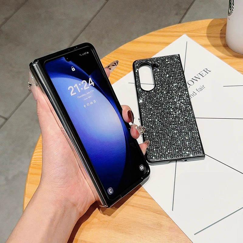 Bling Glitter Sequin Phone Case For Samsung Galaxy Z Fold 6 5 4 3 ZFold 3 5G Back Cover Ultra Thin Hard Plastic Protection Funda
