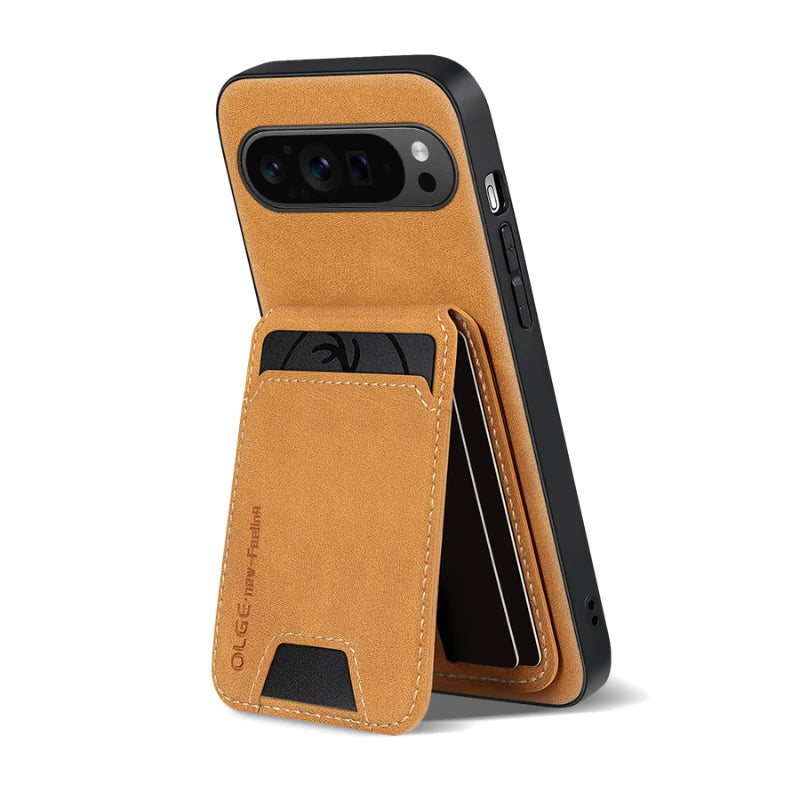 New Soft TPU Solid Color Leather Wallet Card Slot Bracket Shockproof Phone Case For Google Pixel 9 8 7 Pro XL 9A 8A 7A Back Case