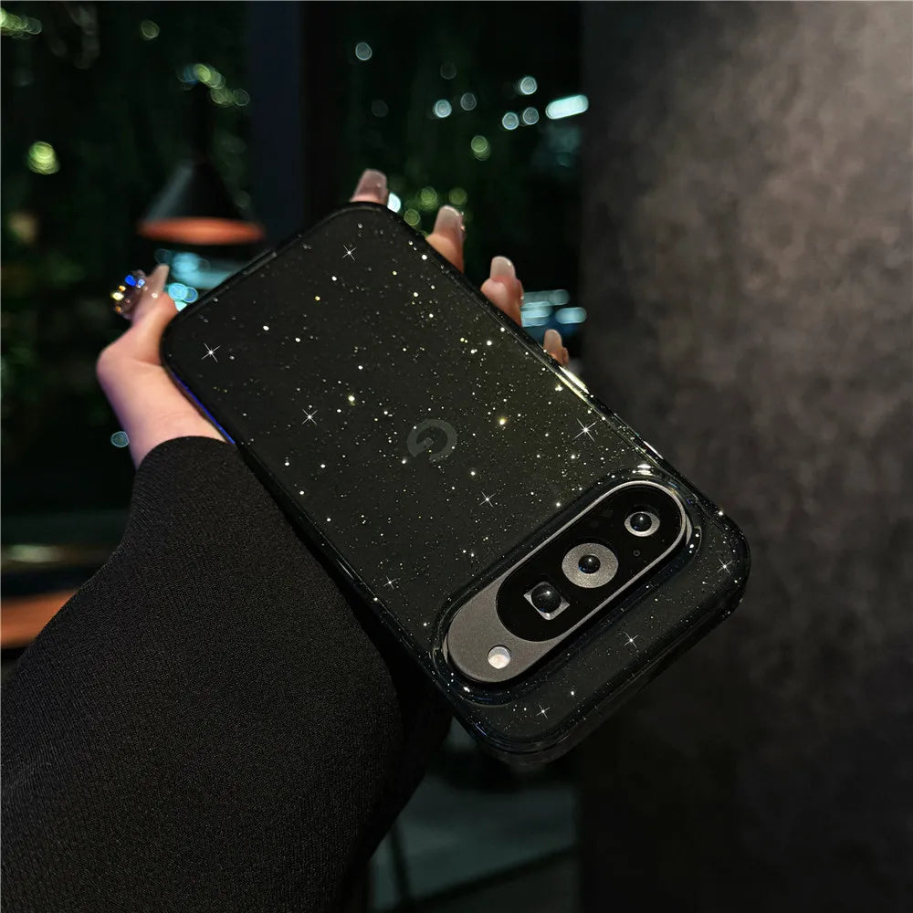 Luxury Bling Shining Glitter Clear Candy Case For Google Pixel 9 Pro XL 9 8 A Starry Sky Transparent Shockproof  Ins Shell Cover