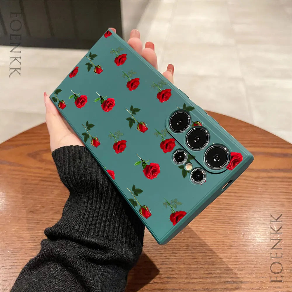 New Retro Fashion Rose Phone Case For Samsung Galaxy A25 A32 A33 A72 A73 Note 10 20 Plus S25 S24 S23 S22 S21 Ultra FE 5G Cover