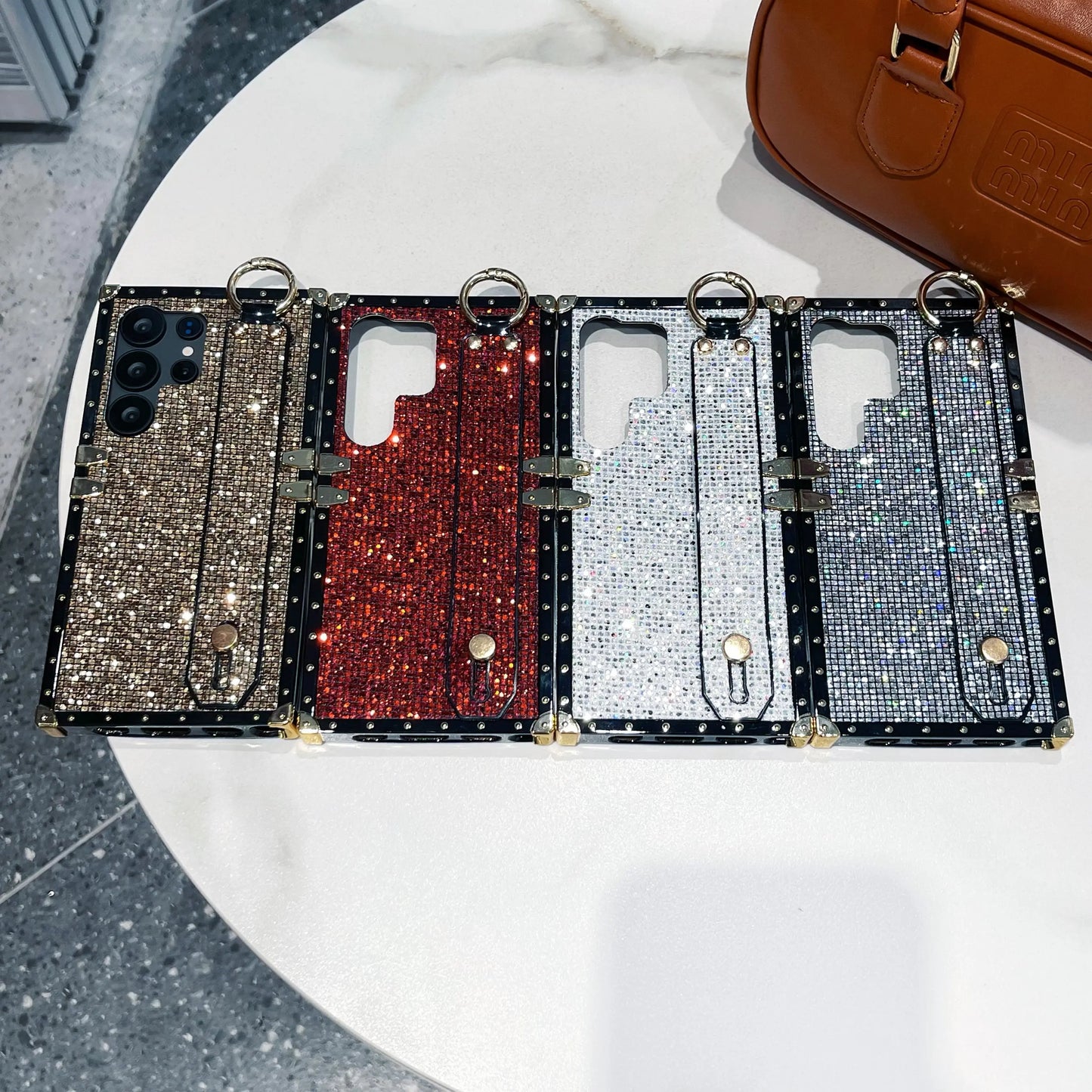 Plating Bling Glitter Wristband Case For Samsung Galaxy S20 S21 S23 FE S22 S24 S25 Plus Note 20 Ultra A06 A16 A26 A36 A55 5G