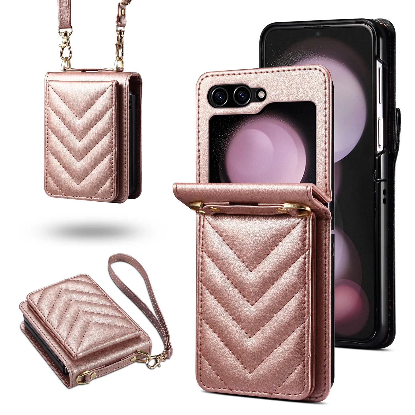 Anti-Knock Wallet Cell Phone Coque Case for Samsung Galaxy Z Flip 5  Flip4 Flip 3 4 Flip5 Flip6 Card Slot Business Leather Cover