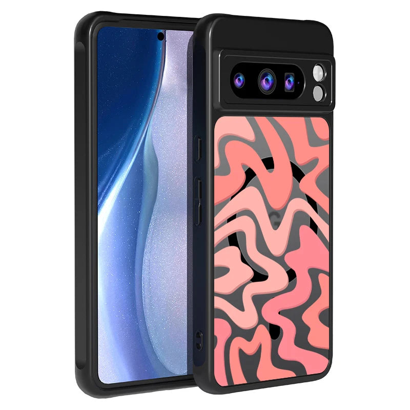 Matte Magnetic Case For Google Pixel 9 8 7 Pro 8A 7A Pixel 9 Pro XL For Magsafe Wireless Charging Curved Stripes Phone Cover