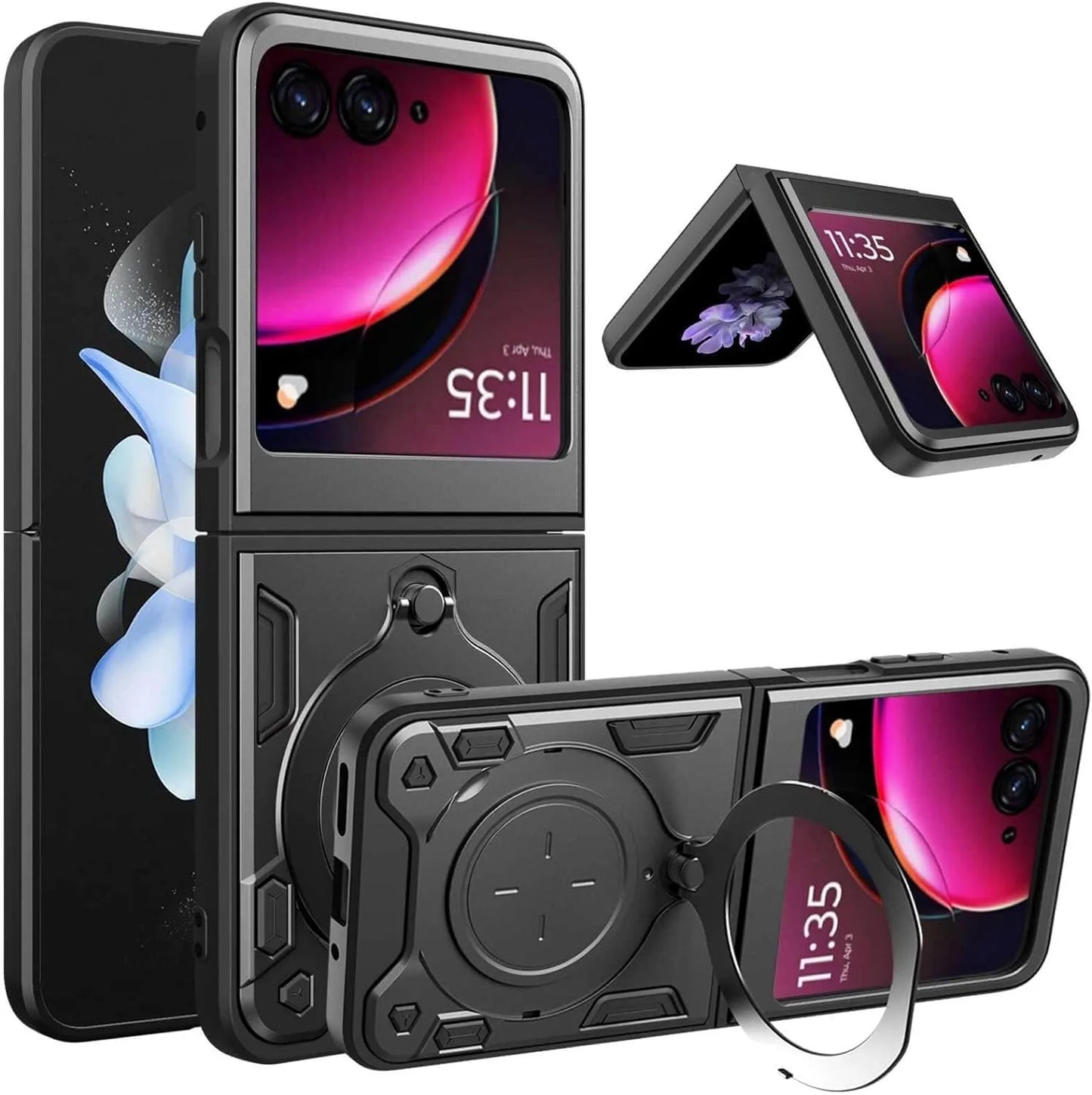 Protective Cover For Motorola Moto Razr 60 50 40 Ultra Razr Plus 2025 2024 2023 Case Ring Stand Holder Shockproof Fundas Coque