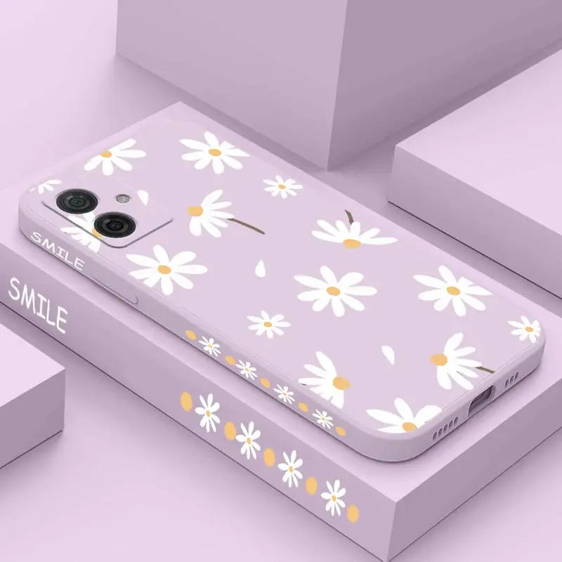 G54 Elegant Daisy Silicone Phone Case For Motorola Moto G54 G53 G52 G50 G42 G20 G84 G34 G22 G24 G14 G13 G30 G9 G9Plus G8 Cover