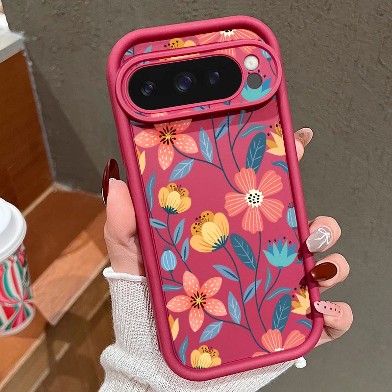 Shockproof Colorful Flower Soft TPU Case For Google Pixel 8 Pro 8A 7A Pixel 9 Pro XL Solid Color Phone Cover For Pixel 8 9 7 Pro