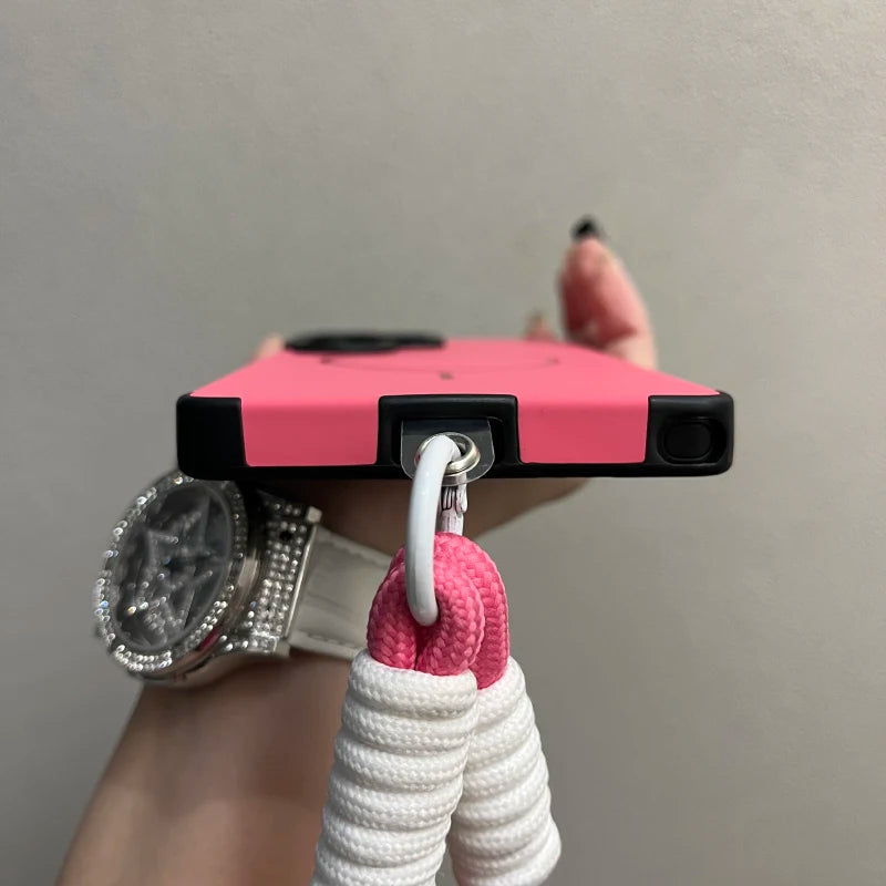 Pure Colour Fine Ring Magnetic Suction Liquid Lanyard Case for Samsung S22 S23 S24 S25 Ultra S25 Plus S25 Frame Printing Cover