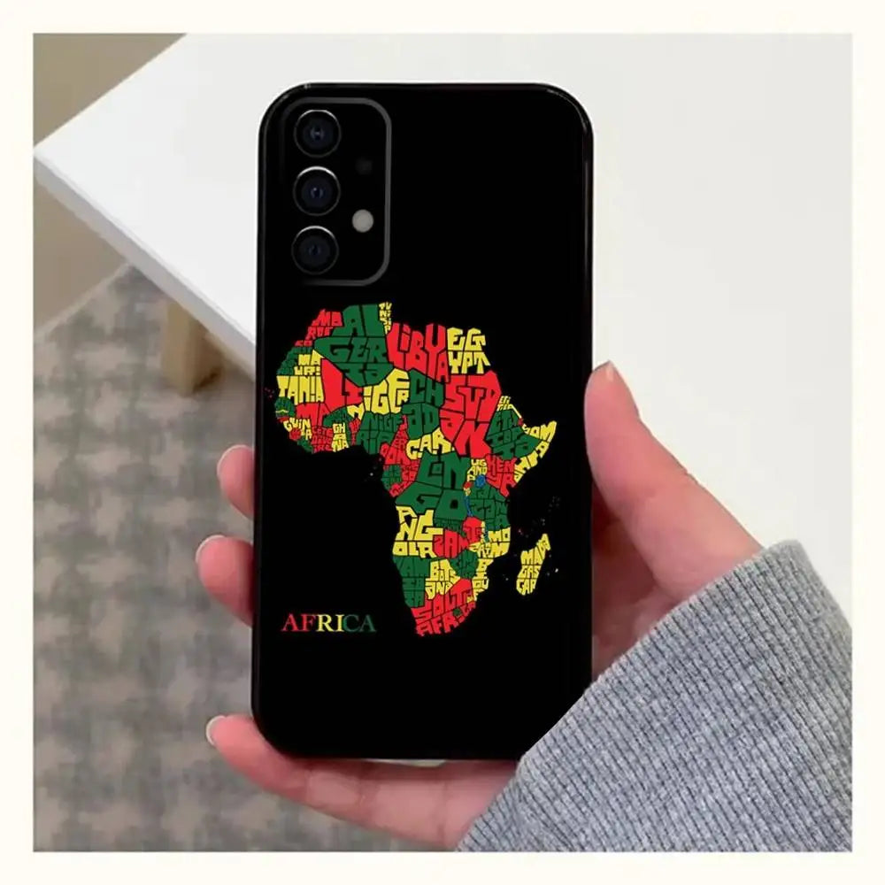 Africa Map Geogra Phone Case For Samsung Galaxy A20,A21s,A22,A31,A32,A52,A53,A72,73,A80,A91 Soft Black Cover