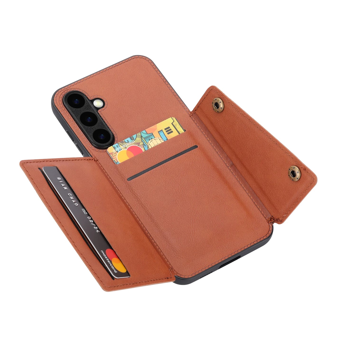 Card Holder Leather Case for Samsung Galaxy S25 Ultra S24 FE S23 S22 Ultra S21 S20 FE S10 Plus 5G Wallet Phone Cover Etui Coque