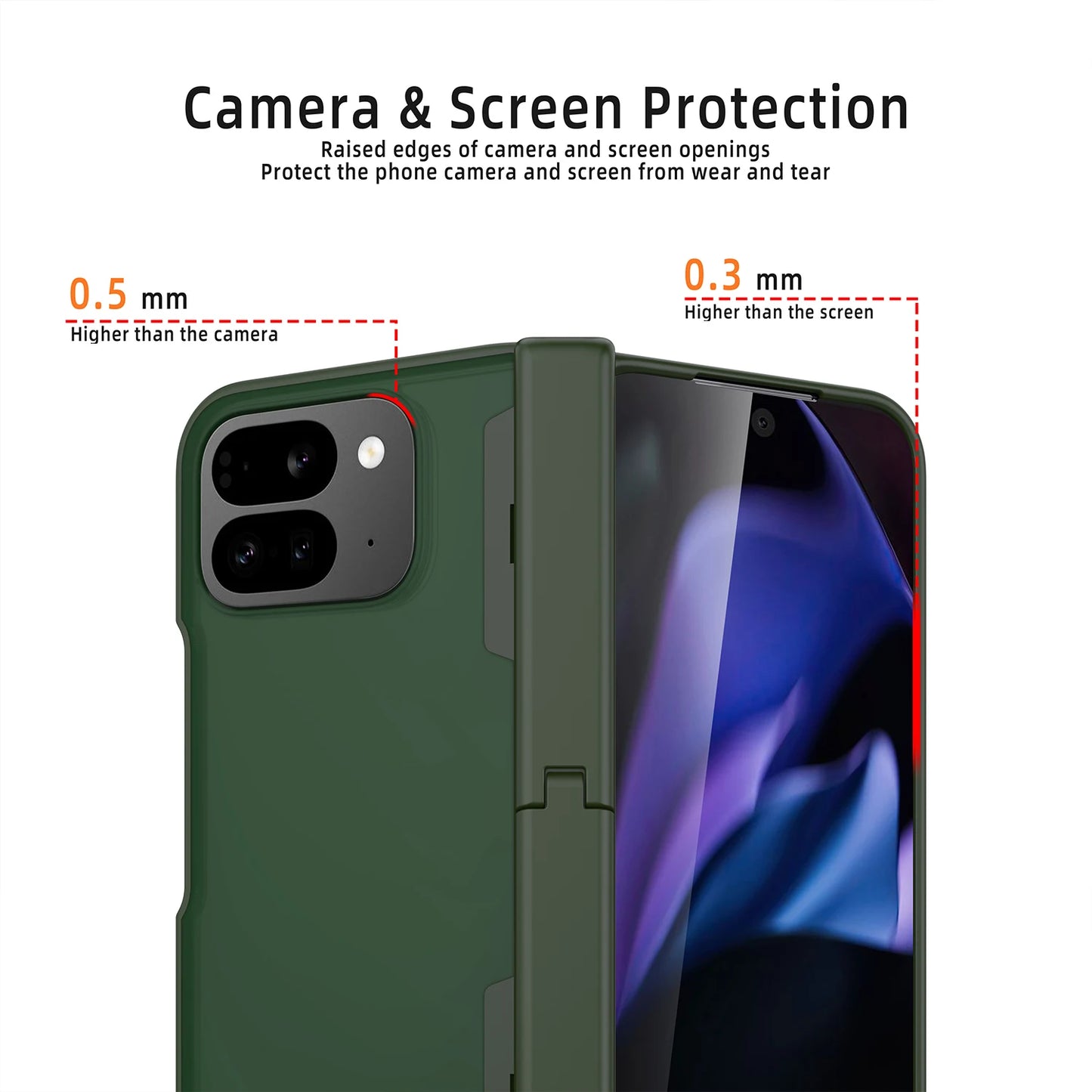 Kickstand Hinge Protective Frosted Case For Google Pixel 10Pro Fold With Built-in Tempered Glass Screen Protector