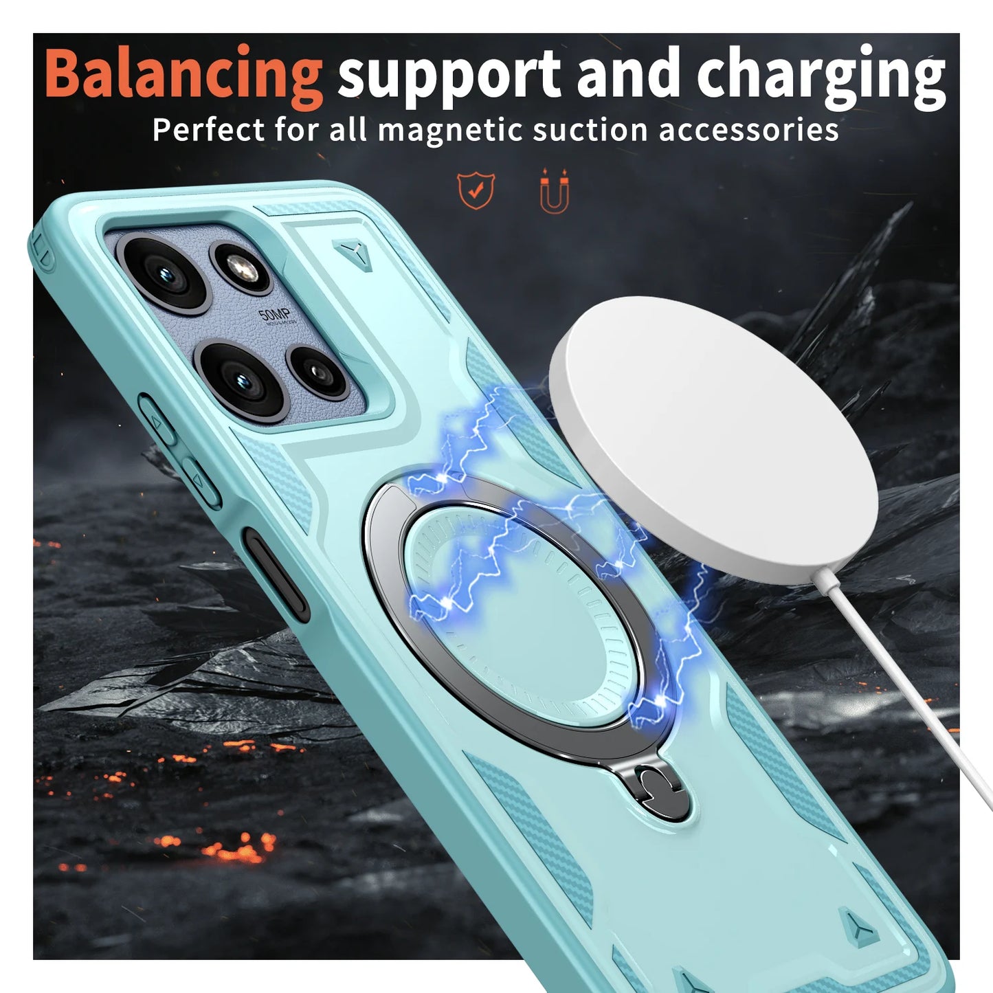 Ring Stand Holder Bracket Magnetic For Magsafe Cases For Motorola G Play Power Stylus Edge 4G 5G 2024 2025 Shockproof Hard Cover