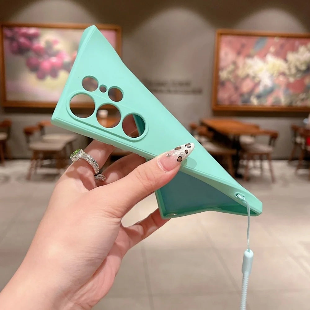 Original Liquid Silicone Wrist Strap Soft Case Samsung Galaxy S25 S24 Ultra S23 S22 Plus S21 FE Lens Protection Thickened Cover