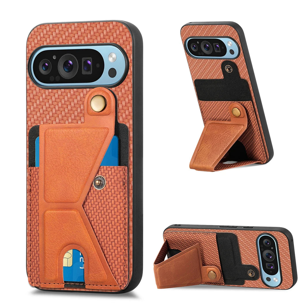 Fabric Leather Wallet Bracket Case For Google Pixel 9 8 7 6 Pro 8A 7A 6 A 9Pro Card Slot Bag Magnetic Folding Stand Holder Cover