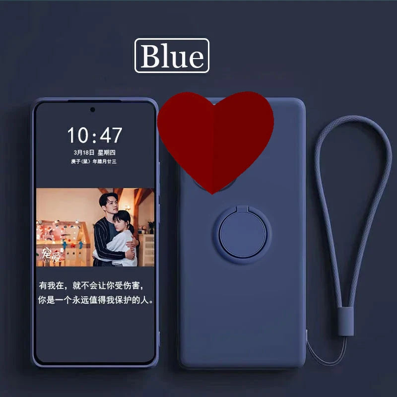 Case for Motorola Edge 60 Fusion Finger Ring Stand Holder Slicone Cover for Edge 60s50Neo Solid Color Lens Protection Soft Funda