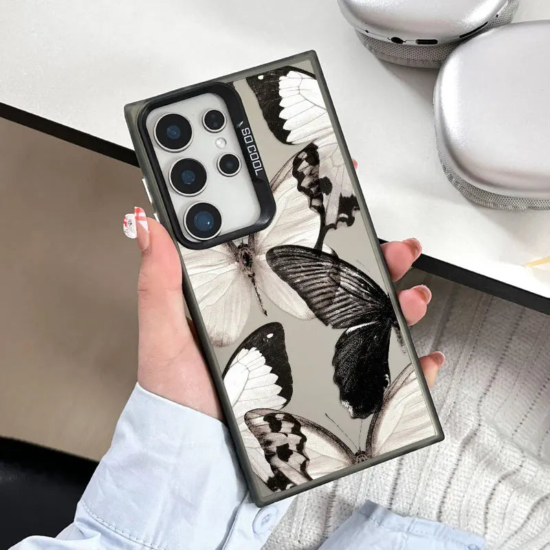 For Samsung Galaxy S25 S24 S23 S22 Ultra Plus S21 S23 S24 FE Laser Phone Case New Fashion Elegant Butterfly Shockproof Covers