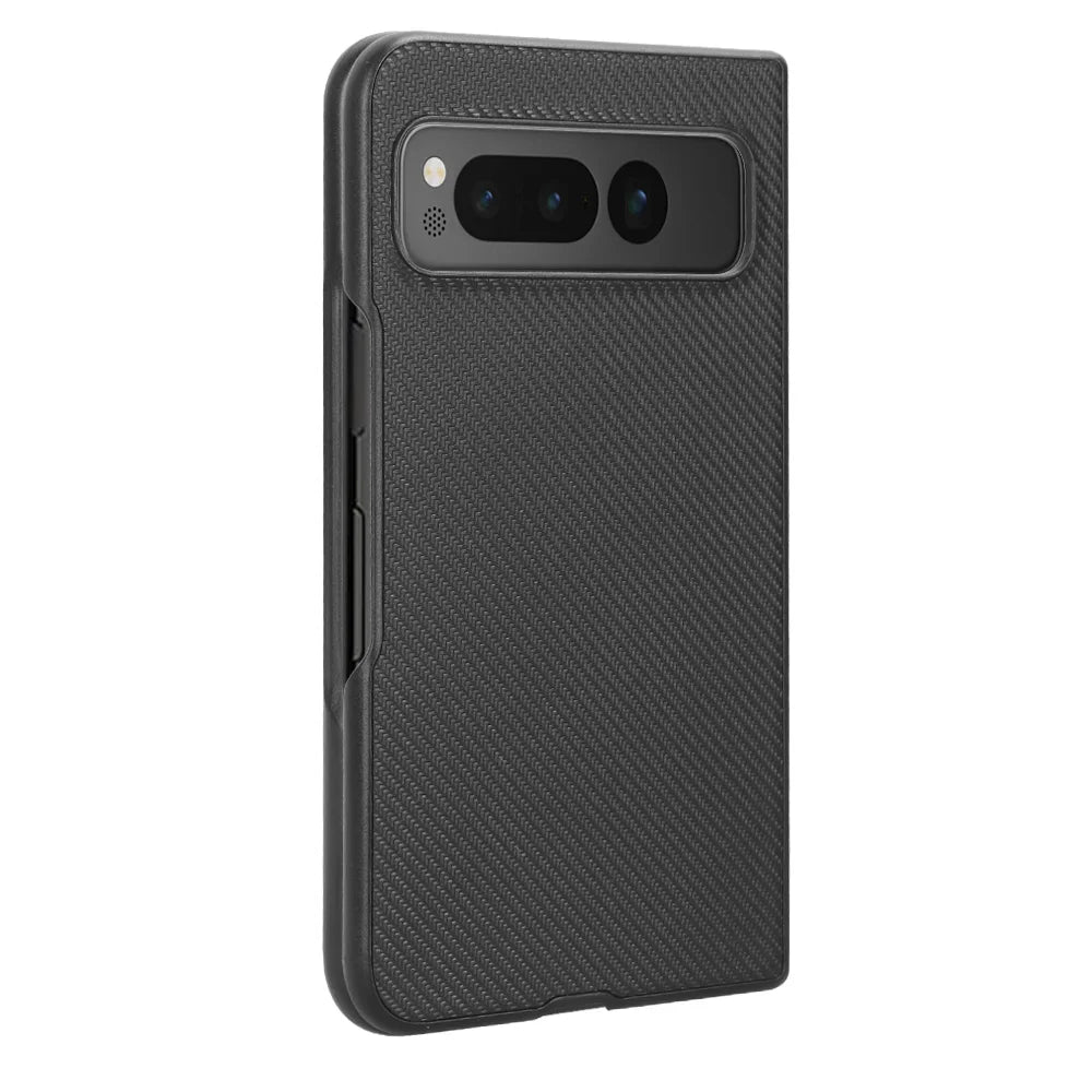 For Google Pixel Fold Fiber Carbon Texture Leather Case Ultra Thin Shockproof Protective Non-Fingerprint Cell Phone Cover