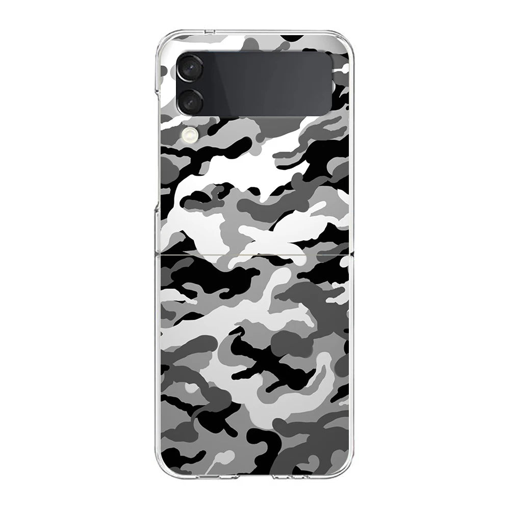 Camouflage Camo Hard PC Phone Case For Samsung Galaxy Z Flip 4 5 6 Black Cover For Galaxy Z Flip 3 Foldable Shockproof Case Capa