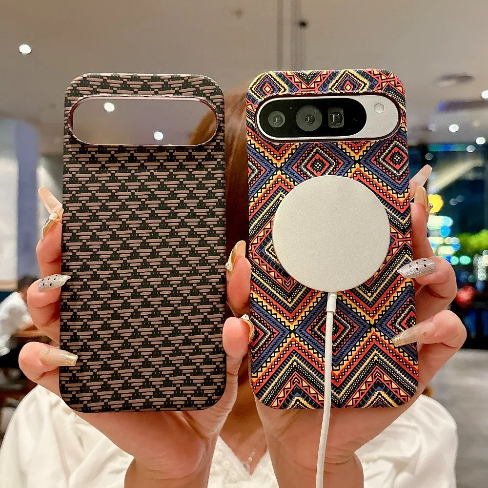 Carbon Fibre Texture Relief Magnetic Business Case For Google Pixel 10 Pro XL 9A 8 7Pro For Magsafe Charging Thin Light PC Cover