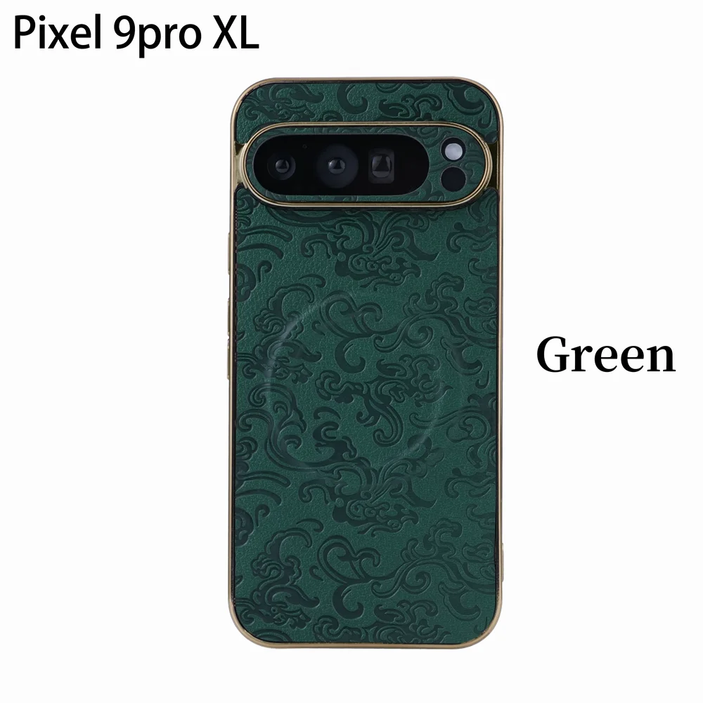 Luxury Advanced Texture Pattern Leather Phone Case For Google Pixel 9Pro 9 Pro XL Plating Protective Cover For Pixel 8 8A 8 Pro