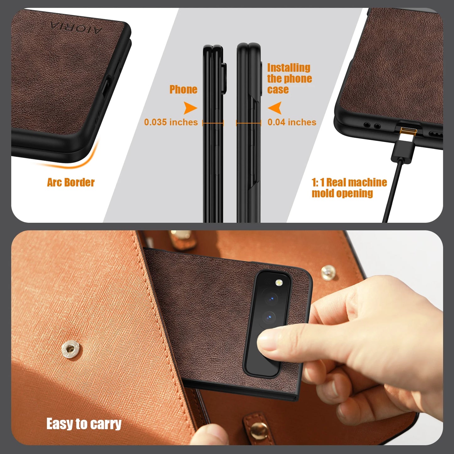 PU Leather Case for Google Pixel Fold 5G simply Business style Hard PC with PU 2in1 material