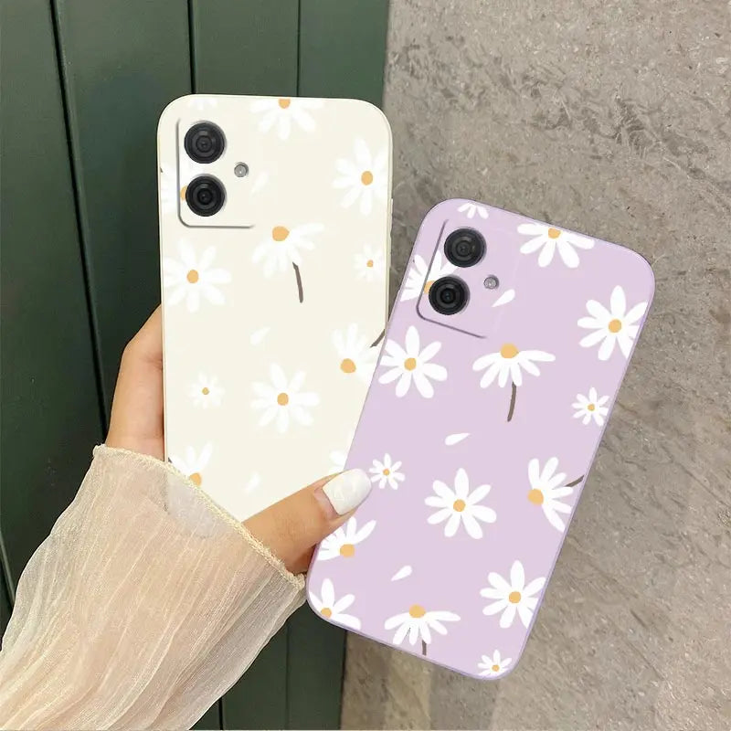 G54 Elegant Daisy Silicone Phone Case For Motorola Moto G54 G53 G52 G50 G42 G20 G84 G34 G22 G24 G14 G13 G30 G9 G9Plus G8 Cover