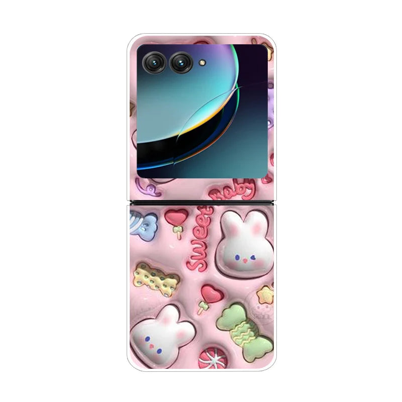 Case For Motorola Razr 40 Ultra Transparent Hard Folding Luxury Pattern For Motorola Moto Razr 40 Ultra Clear Cover Razr40 Ultra