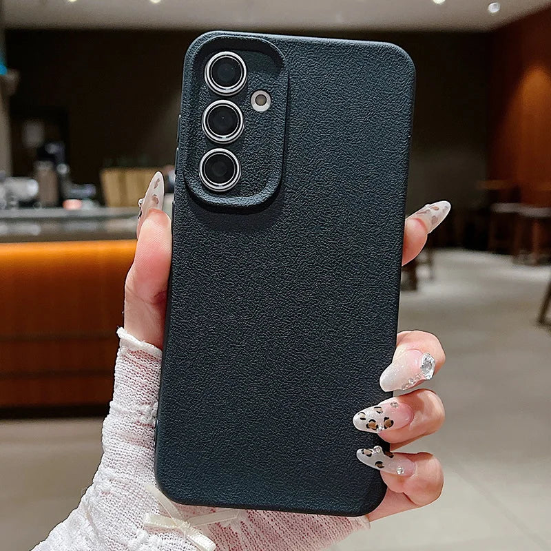 Leather Texture Soft TPU Case For Samsung Galaxy S24 S23 FE S25 S22 Ultra A15 A16 A25 A34 A35 A56 A53 A54 A55 A26 5G Phone Cover