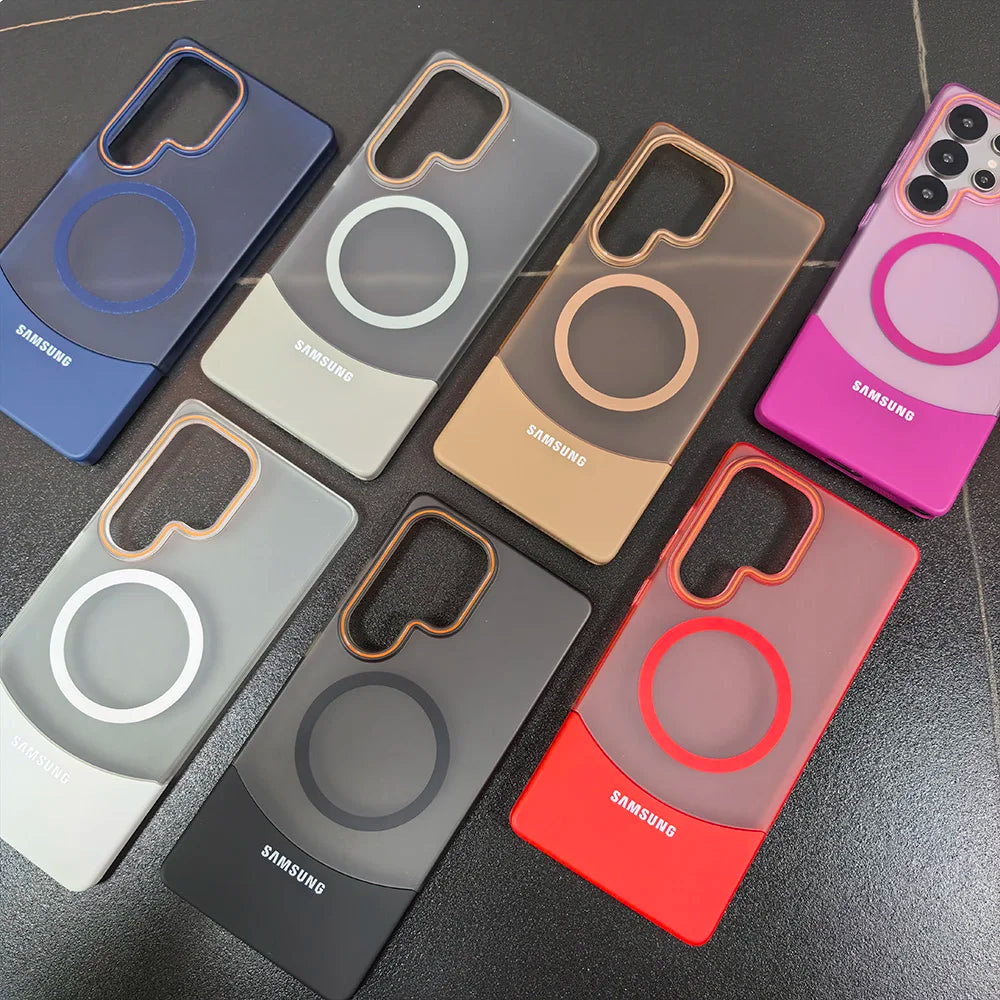 2 IN 1 Splicing Matte Magnetic Case For Samsung Galaxy S22 S23 S24 S25 Ultra Plus For Magsafe Ultrathin Hard PC Phone Cover