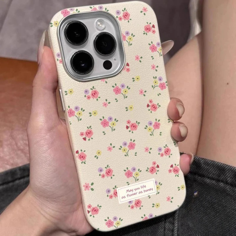 For Samsung Galaxy A26 S25 S24 S23 Plus Ultra FE S25+ S24+ S23+ Phone Case Elegant Spring Leather Cute Flower Soft Cover