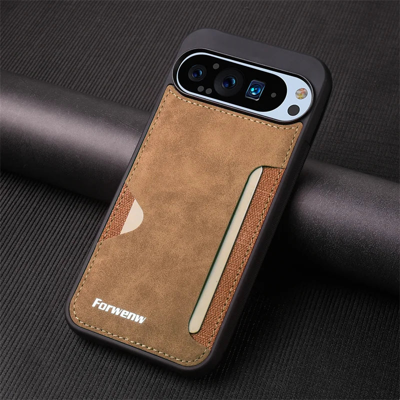 EUCAGR Luxury PU Leather Phone Case For Google Pixel 10 10 Pro XL Pixel 9A Pixel 9 Pro XL Soft Card Holder Shockproof Back Cover