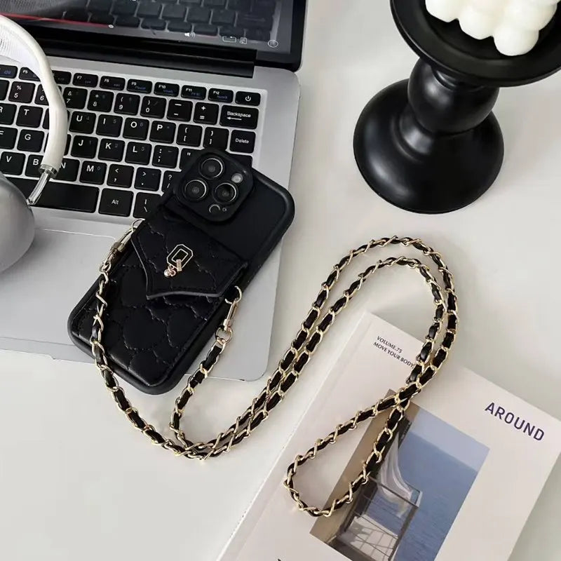 Chain Wallet Phone Case For Motorola Moto G75 G05 G15 G10 Power G20 G30 G13 G23 G53 G22 G52 G82 G60 Edge 60 Fusion Stylus Cover