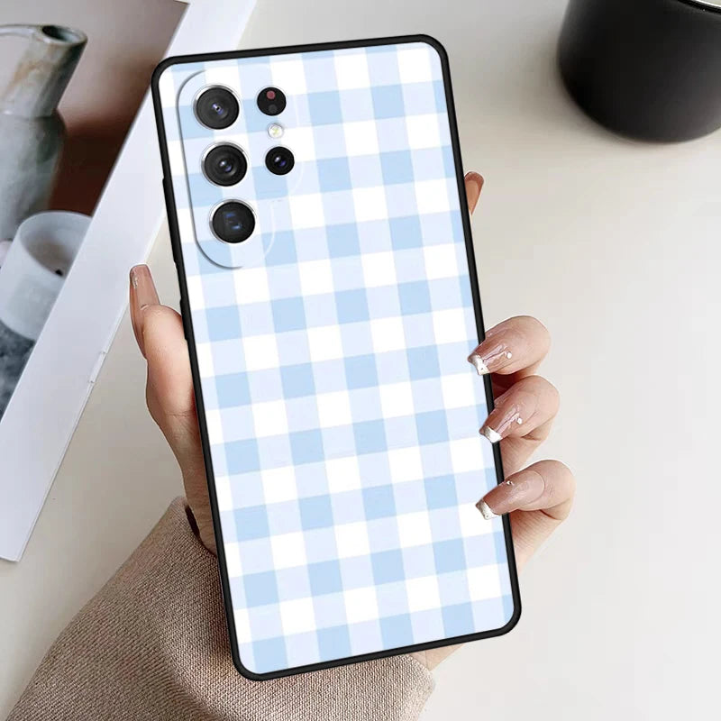 Phone Case For Samsung Galaxy S24 S23 S21fe S22 Ultra Plus Note 10 20 S8 S9 S10 Cover Pastel Gingham