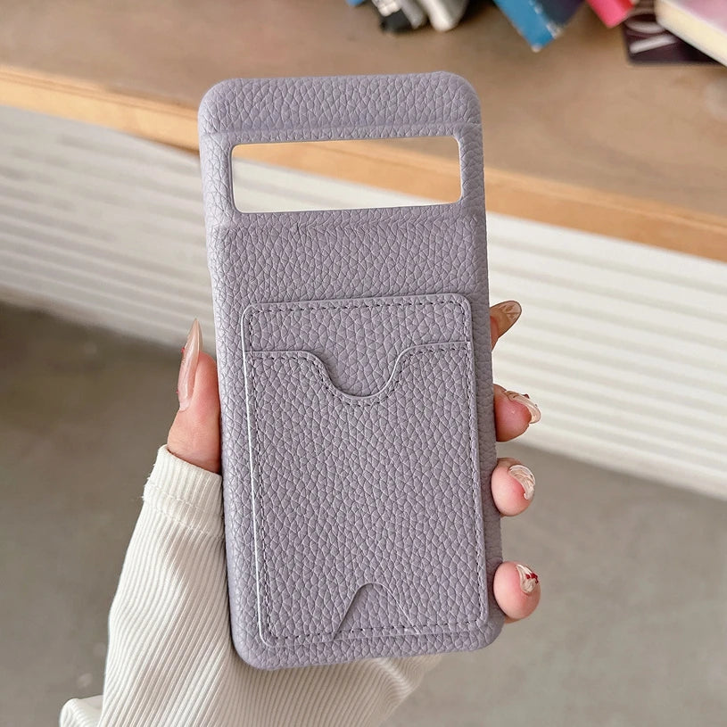 Fashion Leather Litchi Card Slot Bag Holder Phone Case For Google Pixel 9 8 7 6 Pro 7A 6A 8A Colorful Matte Cover For Pixel 9 XL