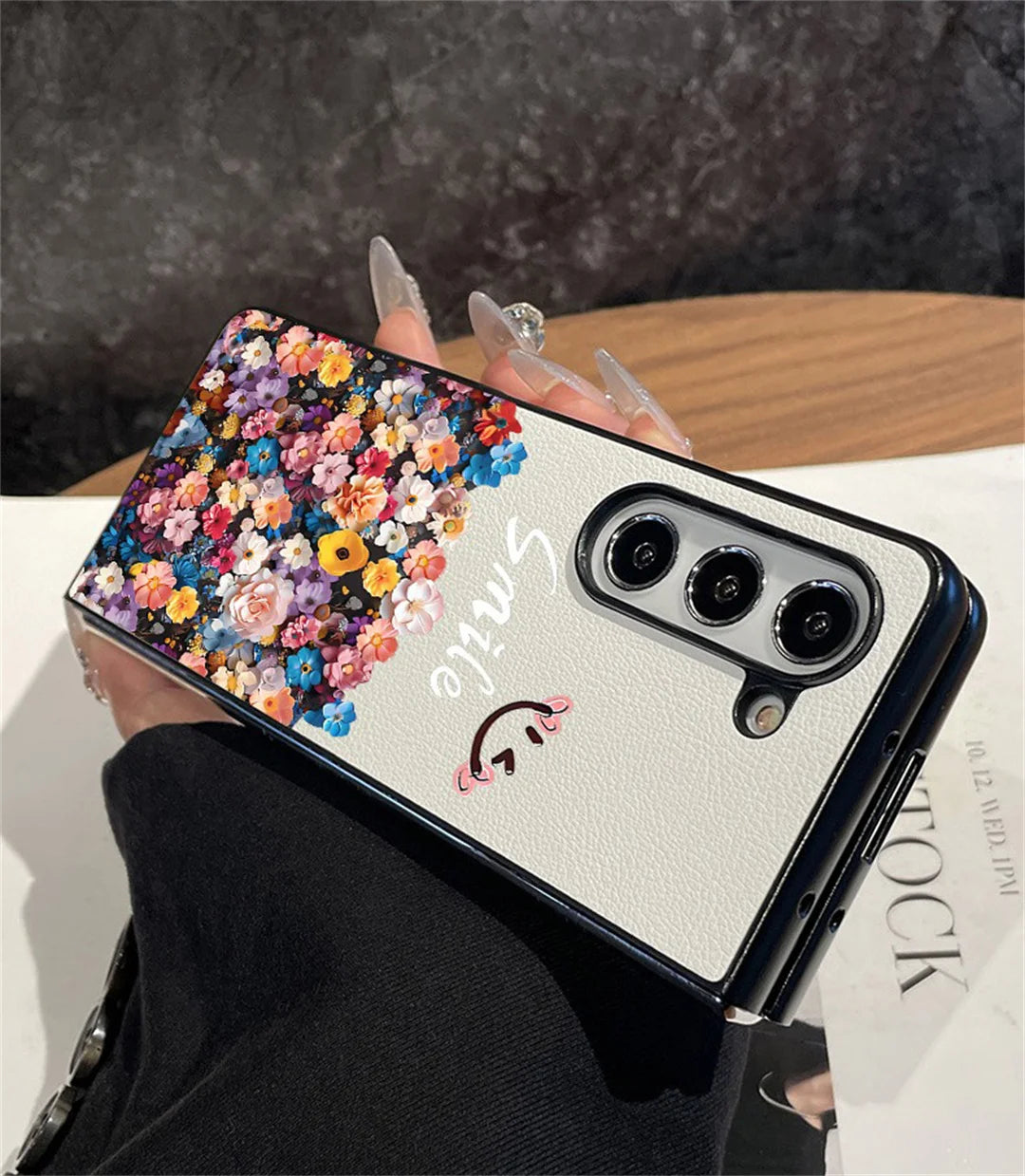Luxury Korean Cute Half Screen Colorful Flower Phone Case for Samsung Galaxy ZFold7 Z Fold6 Z Fold3 Zfold5 Z Fold4 Back Cover