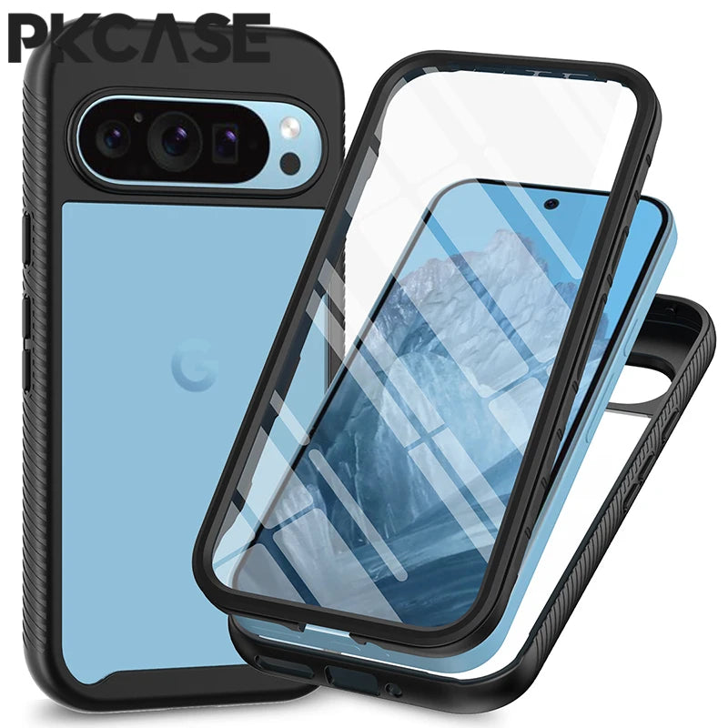 PKCASE 360 Full Coverage Case For Google Pixel 10A 9A 8A 7A 6A Shockproof Clear Armor Cover For Pixel 10 9 8 7 Pro XL