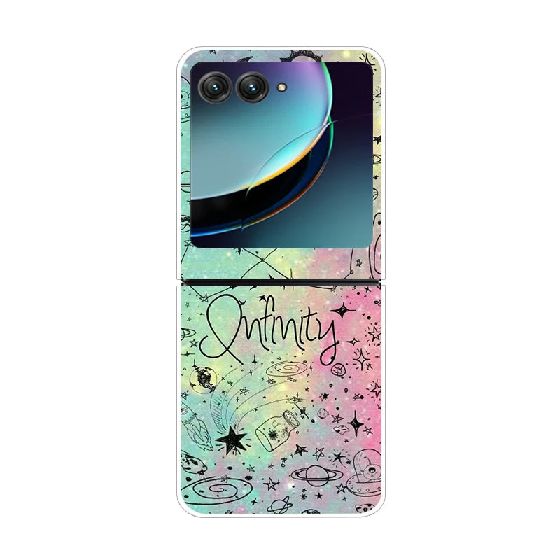 Case For Motorola Razr 40 Ultra Transparent Hard Folding Luxury Pattern For Motorola Moto Razr 40 Ultra Clear Cover Razr40 Ultra