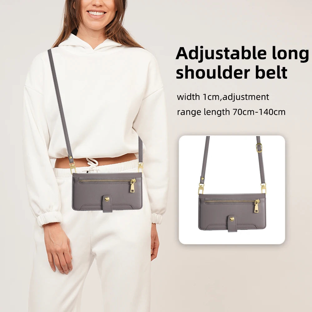 Zipper Wallet Phone Case for Motorola G Stylus Edge 2023 G Play 4G 2024 G Power 5G G14 G84 G54 5G Crossbody Case with Lanyard