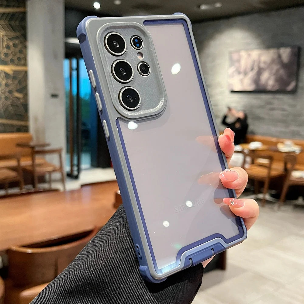 Heavy-Duty Shockproof Bright Case For Samsung Galaxy S25 S24 Plus Ultra S25Ultra S25Plus Transparent Military Hard Armor Cover