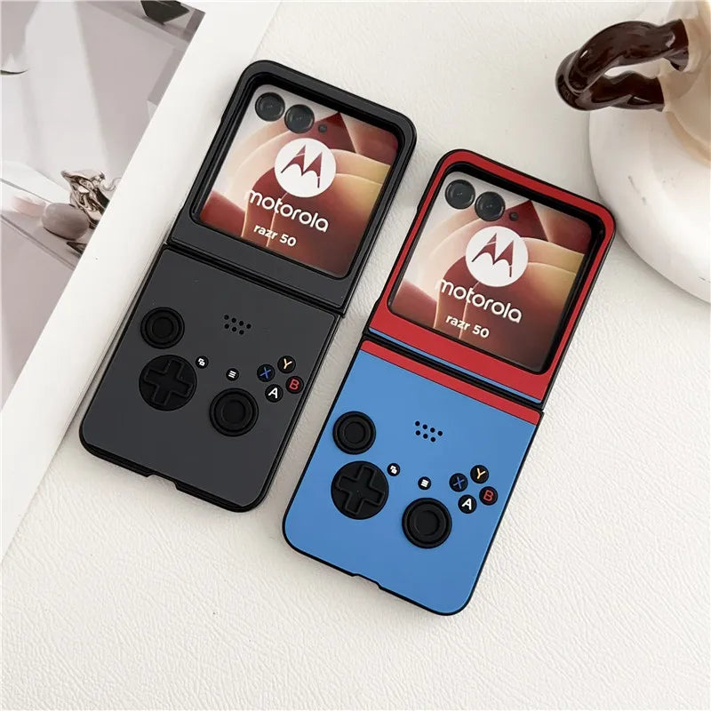 Classic Handheld Game console Phone Case For Motorola moto razr 50 Ultra 50ultra Folding flip 3D Key X Y A B Leather Cover