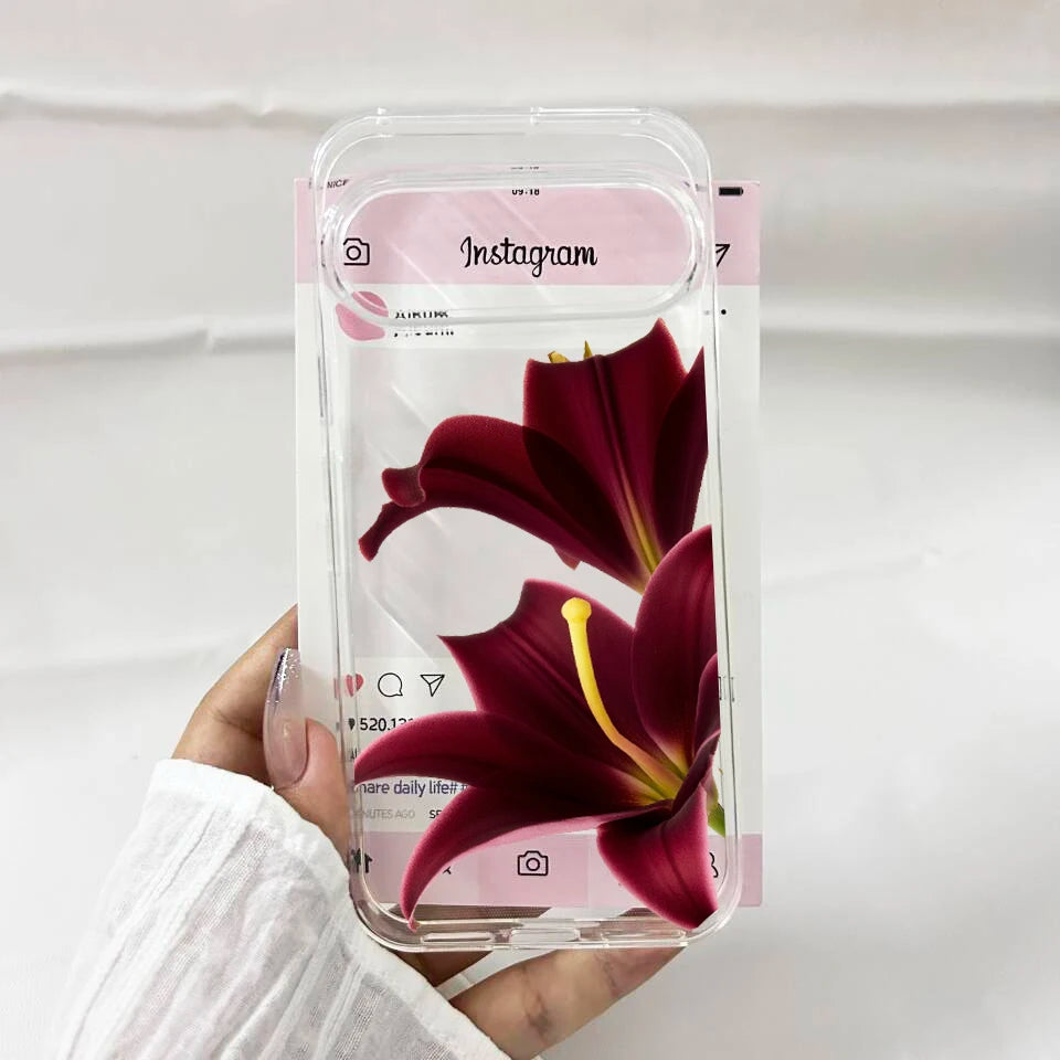 Pink Lily Flower Pattern Phone Case For Google Pixel 10 Pro XL 9 8A 9 8 Pro 7 6A 5G INS Cute Floral Clear Soft TPU Cover Fundas