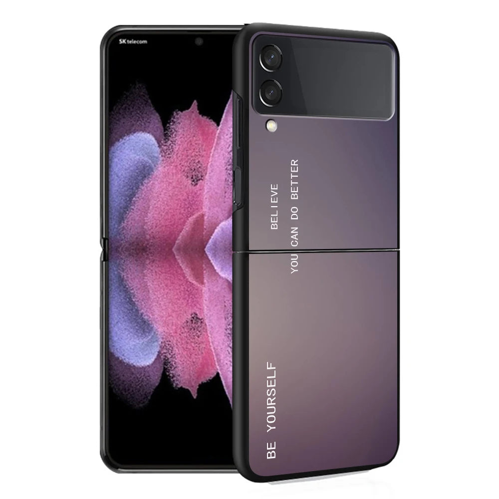 Cover Case for Samsung Galaxy Z Flip 5 Z Flip 4 ZFlip Z Flip 3 5G ZFlip3 Flip4 ZFlip4 Flip3 Black Gradient BE YOURSELF