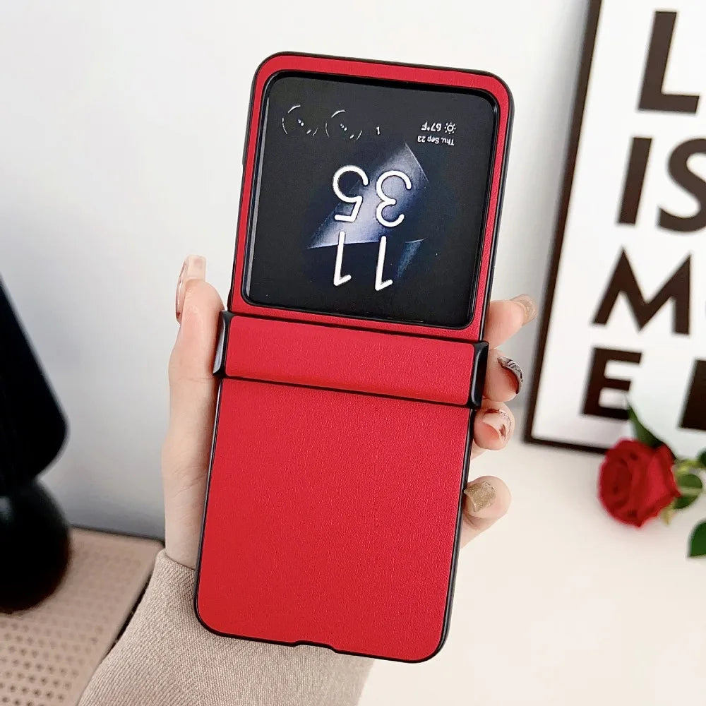 Moto Razr 50 2024+ Leather Hard Shell Phone Case for Motorola Razr 50 Ultra Razr 50 Hinge Protection Protective Shockproof Cover