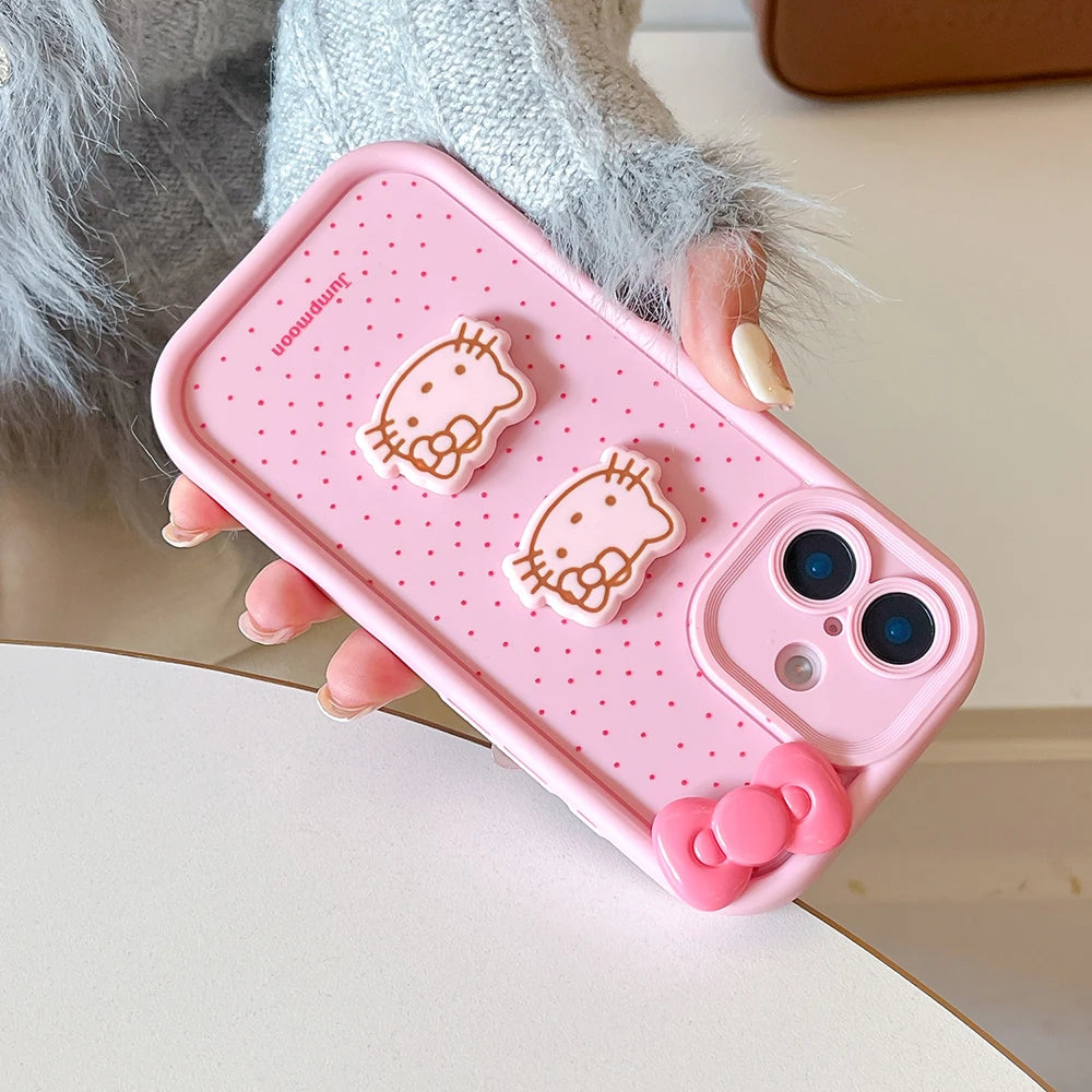 For Motorola Moto Edge 50 G24 Power G13 G53 G55 G35 G84 G85 G14 G54 E13 E22 Kitty Bowknot Toy Cartoon Multistep Soft Phone Case