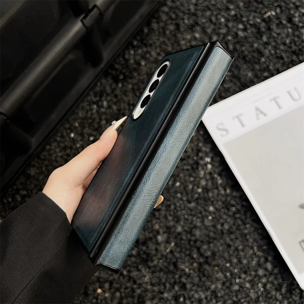 Business PU Leather Case For Samsung Galaxy Z Fold 7 6 5 4 Detachable Medium Axis Protection Mobile Phone Cover